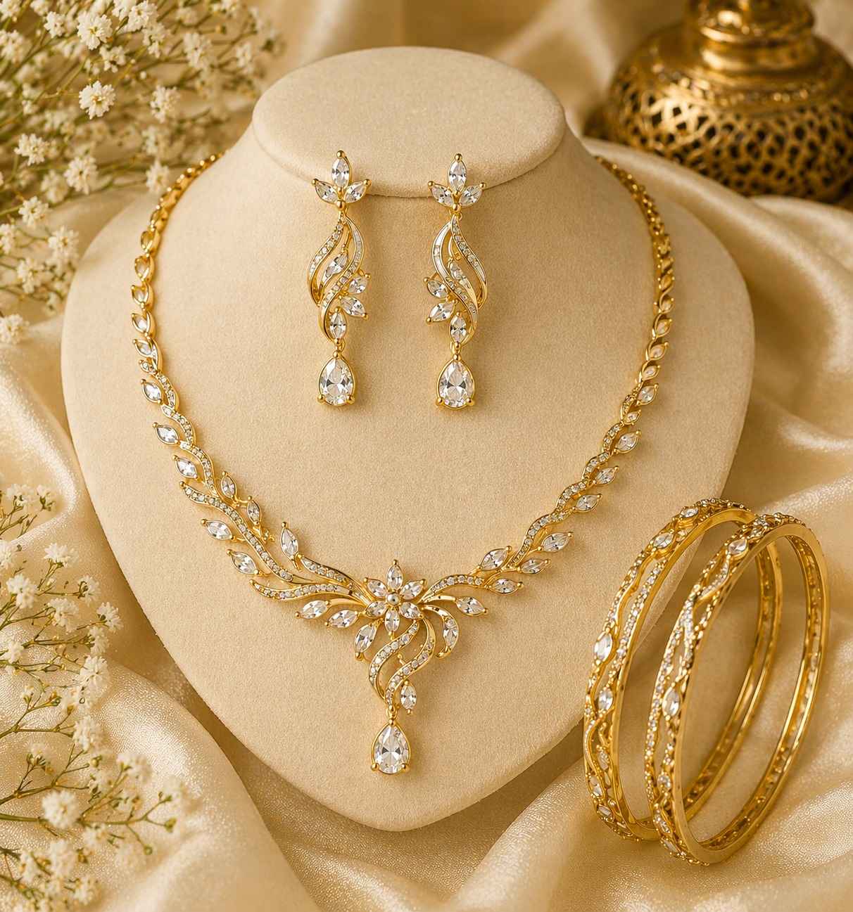 Silver Jhumka Necklace